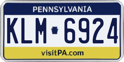 PA license plate KLM6924