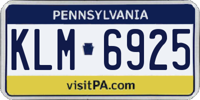 PA license plate KLM6925
