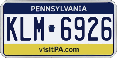 PA license plate KLM6926