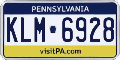 PA license plate KLM6928