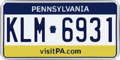PA license plate KLM6931