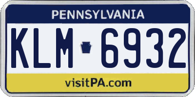 PA license plate KLM6932