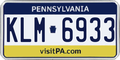 PA license plate KLM6933