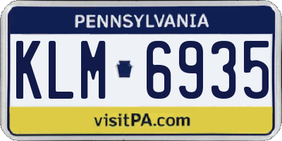 PA license plate KLM6935