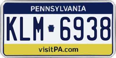 PA license plate KLM6938