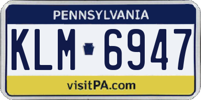 PA license plate KLM6947