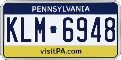 PA license plate KLM6948