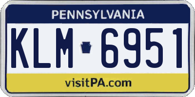 PA license plate KLM6951