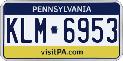 PA license plate KLM6953