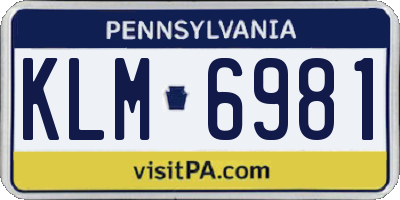 PA license plate KLM6981