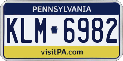 PA license plate KLM6982