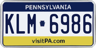 PA license plate KLM6986
