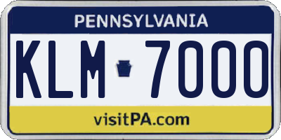 PA license plate KLM7000