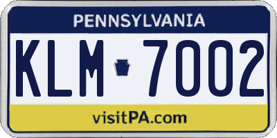 PA license plate KLM7002