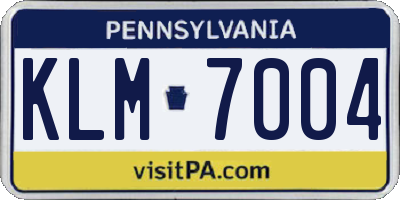 PA license plate KLM7004
