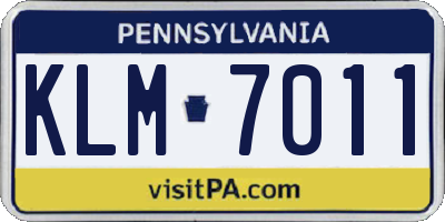 PA license plate KLM7011