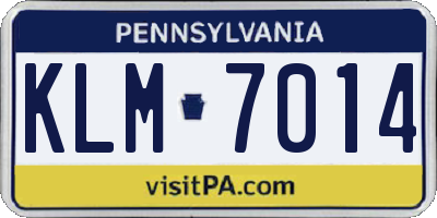 PA license plate KLM7014