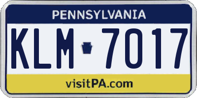 PA license plate KLM7017