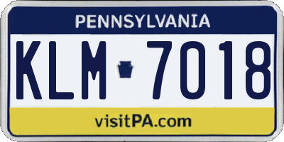 PA license plate KLM7018