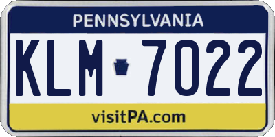 PA license plate KLM7022
