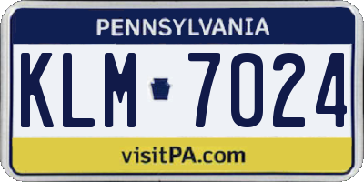 PA license plate KLM7024