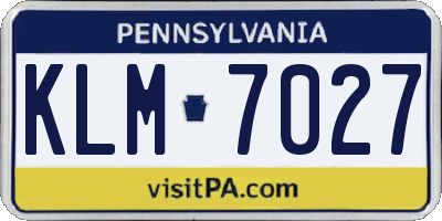 PA license plate KLM7027