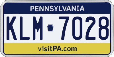 PA license plate KLM7028