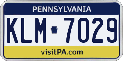 PA license plate KLM7029