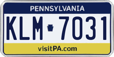 PA license plate KLM7031