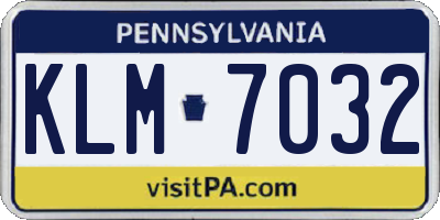 PA license plate KLM7032