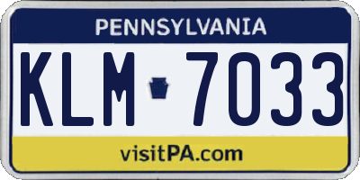 PA license plate KLM7033