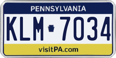 PA license plate KLM7034