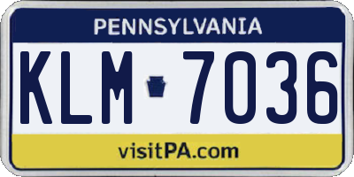 PA license plate KLM7036