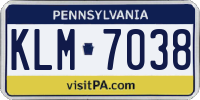 PA license plate KLM7038