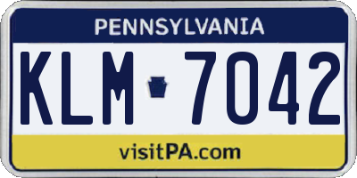 PA license plate KLM7042