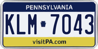 PA license plate KLM7043