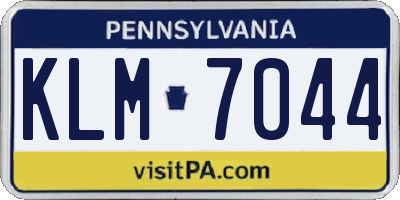 PA license plate KLM7044