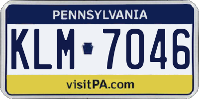 PA license plate KLM7046