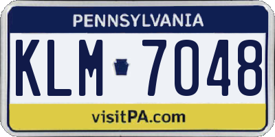 PA license plate KLM7048