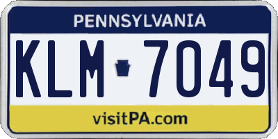 PA license plate KLM7049
