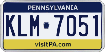 PA license plate KLM7051