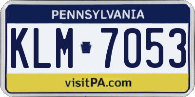 PA license plate KLM7053
