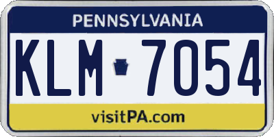 PA license plate KLM7054