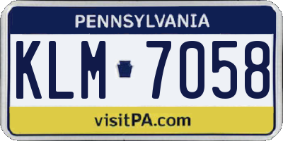 PA license plate KLM7058