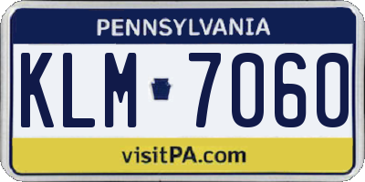 PA license plate KLM7060