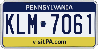 PA license plate KLM7061