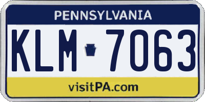 PA license plate KLM7063