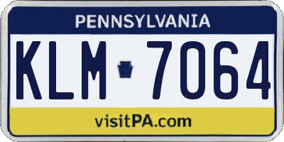 PA license plate KLM7064
