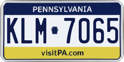 PA license plate KLM7065