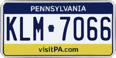 PA license plate KLM7066